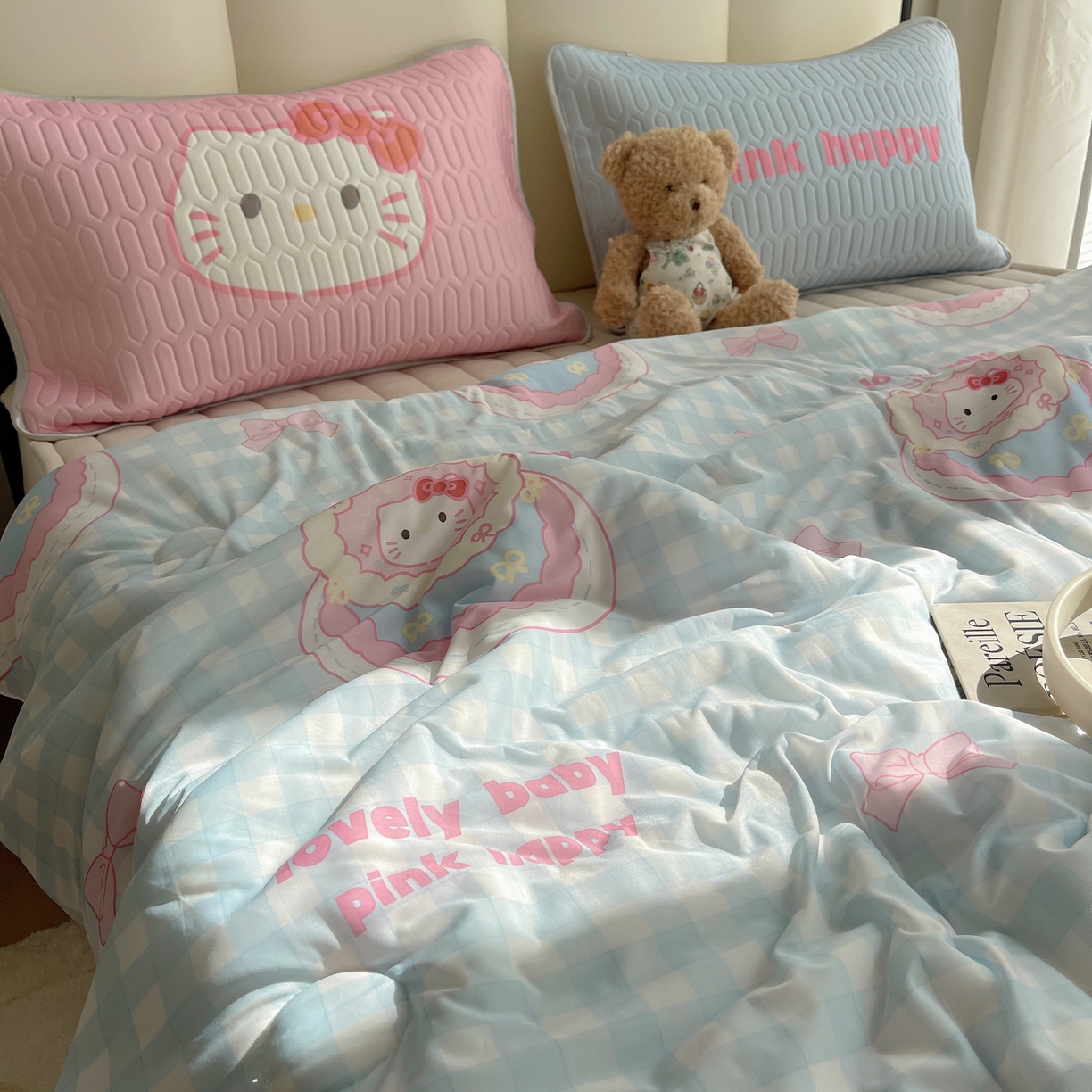 91家纺网 家纺一手货源 找家纺 顾里家纺 2026新款韩系少女凉感冰皮夏被夏凉被空调被-第一组 蛋糕花猫