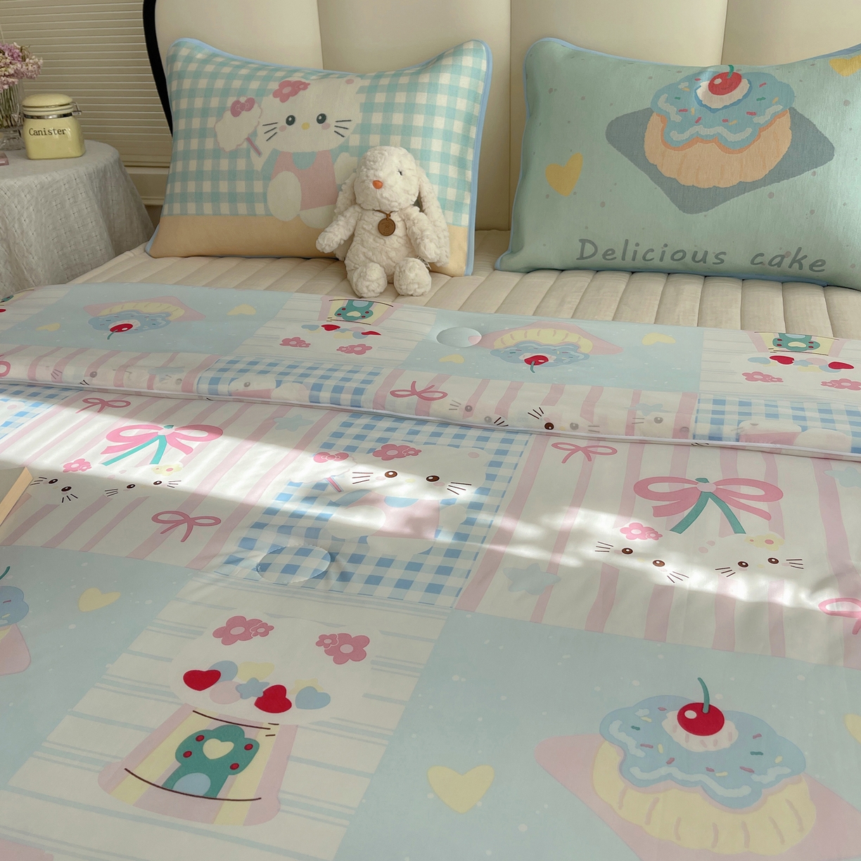 91家纺网 家纺一手货源 找家纺 顾里家纺 2026新款韩系少女凉感冰皮夏被夏凉被空调被-第一组 拼接猫咪