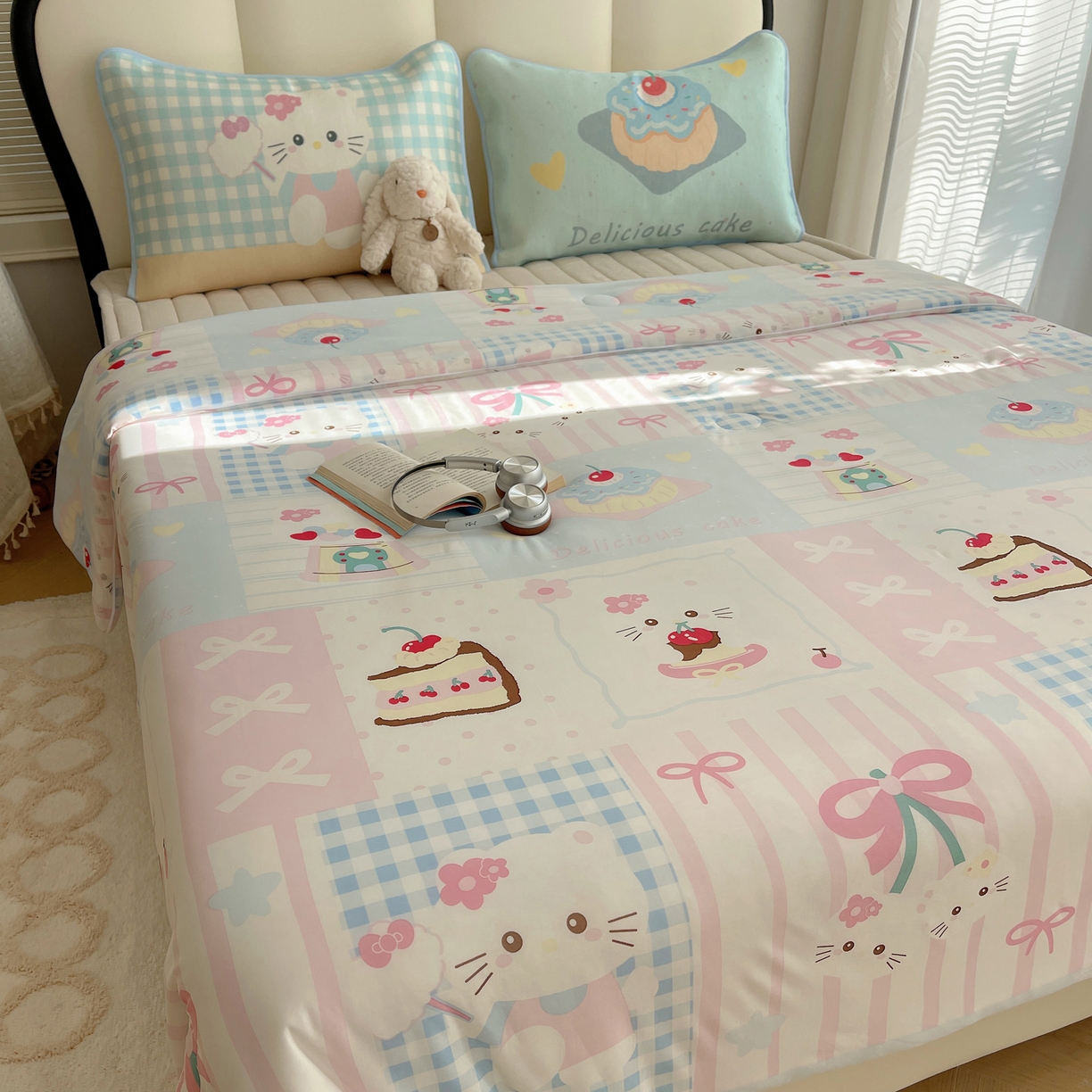 91家纺网 家纺一手货源 找家纺 顾里家纺 2026新款韩系少女凉感冰皮夏被夏凉被空调被-第一组 拼接猫咪