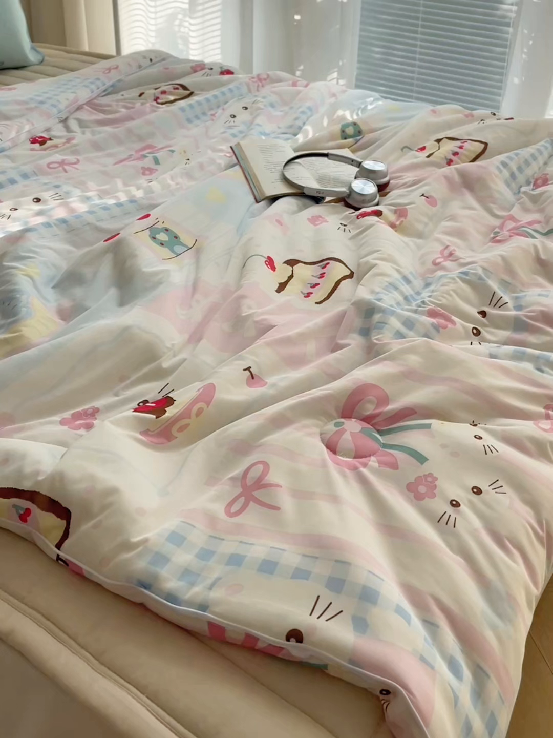 91家纺网 家纺一手货源 找家纺 顾里家纺 2026新款韩系少女凉感冰皮夏被夏凉被空调被-第一组 拼接猫咪