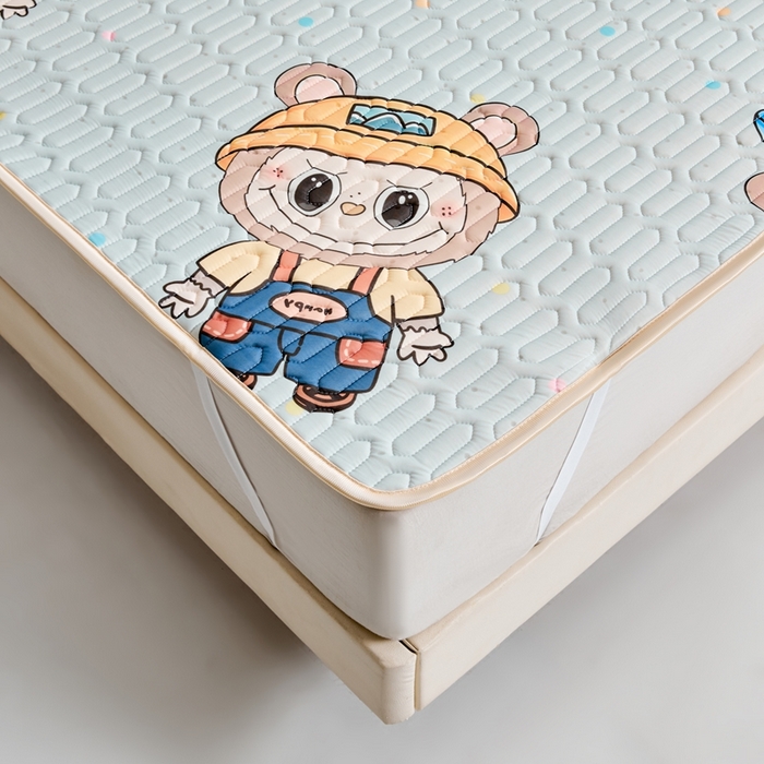 91家纺网 家纺一手货源 找家纺 美丽折2026新品6mm厚天然乳胶凉席三件套 大版印花卡通乳胶凉席平铺款 童趣