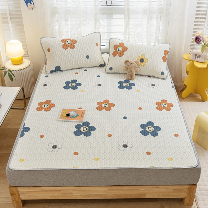 91家纺网 家纺一手货源 找家纺 优雅星家纺 2026新款凉感丝印花乳胶凉席 爱的季节