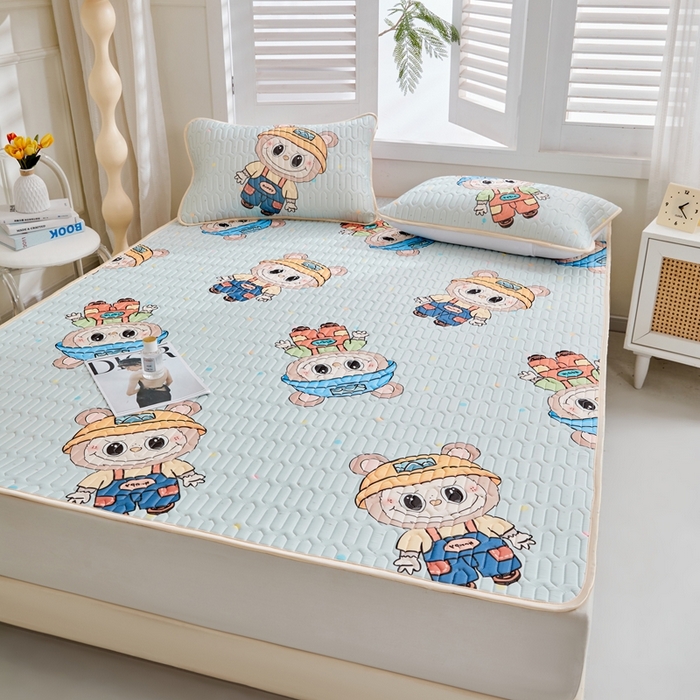 91家纺网 家纺一手货源 找家纺 美丽折2026新品6mm厚天然乳胶凉席三件套 大版印花卡通乳胶凉席平铺款 童趣