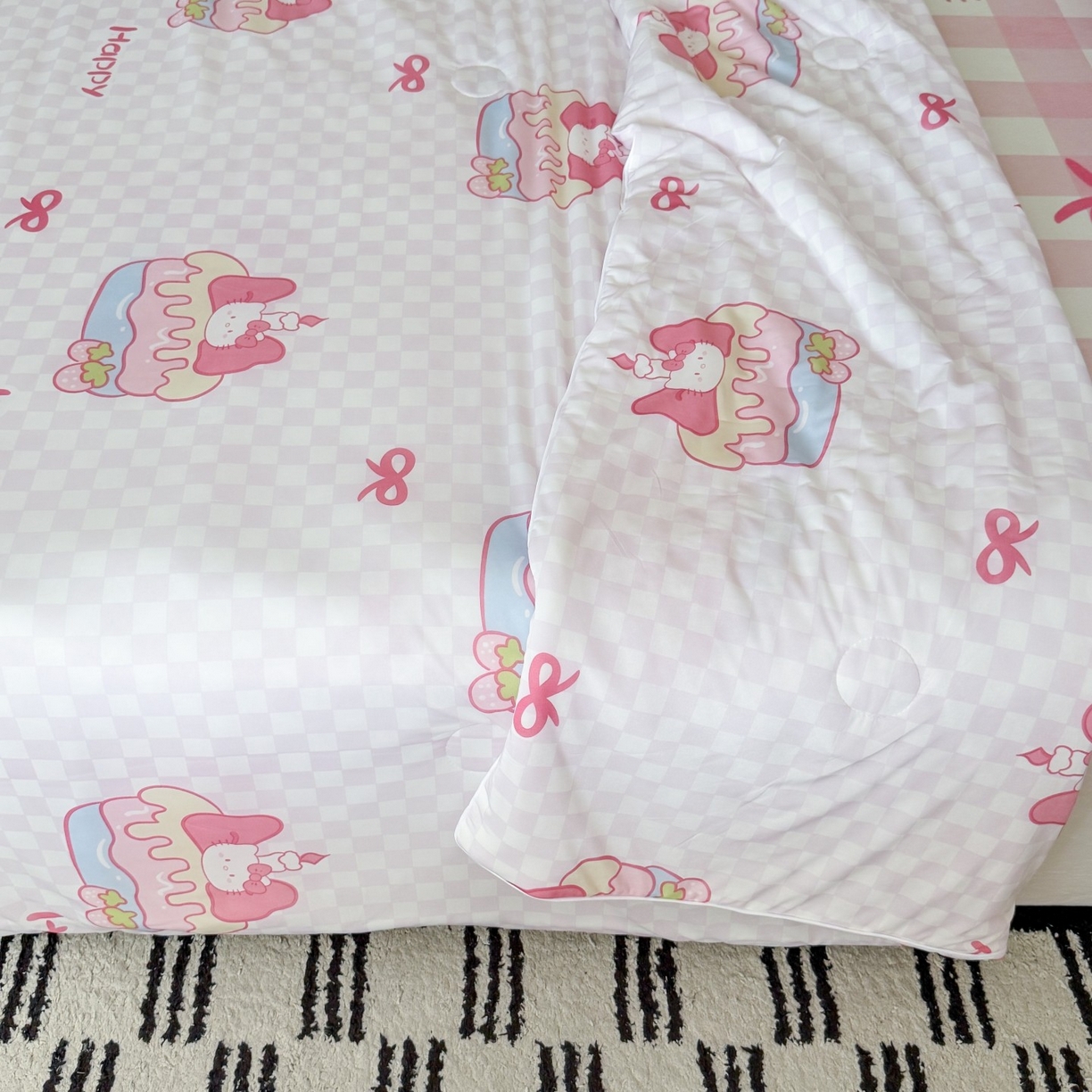 91家纺网 家纺一手货源 找家纺 顾里家纺 2026新款韩系少女凉感冰皮夏被夏凉被空调被-第二组 粉格花猫