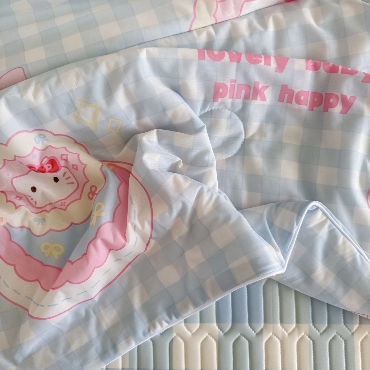 91家纺网 家纺一手货源 找家纺 顾里家纺 2026新款韩系少女凉感冰皮夏被夏凉被空调被-第二组 蛋糕花猫