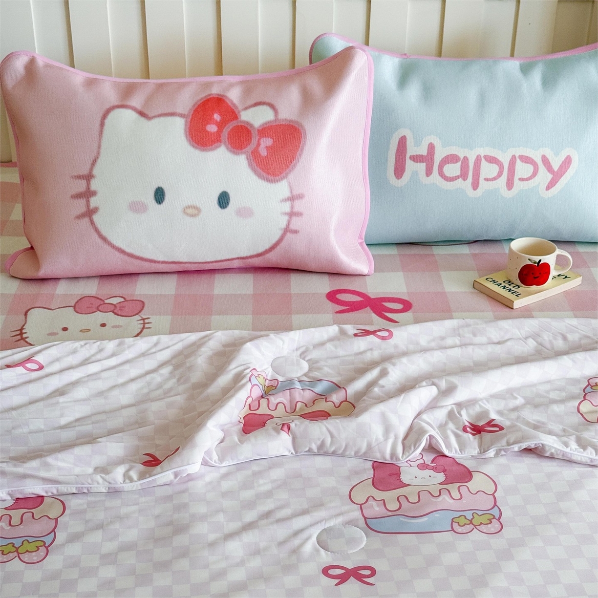 91家纺网 家纺一手货源 找家纺 顾里家纺 2026新款韩系少女凉感冰皮夏被夏凉被空调被-第二组 粉格花猫