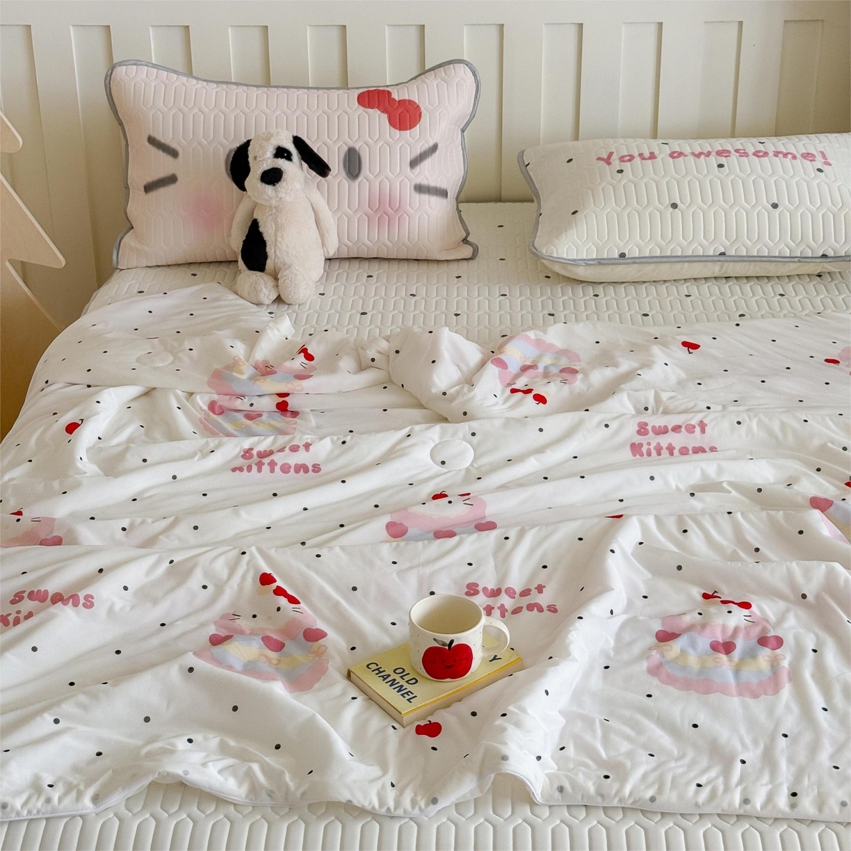 91家纺网 家纺一手货源 找家纺 顾里家纺 2026新款韩系少女凉感冰皮夏被夏凉被空调被-第二组 波点粉猫