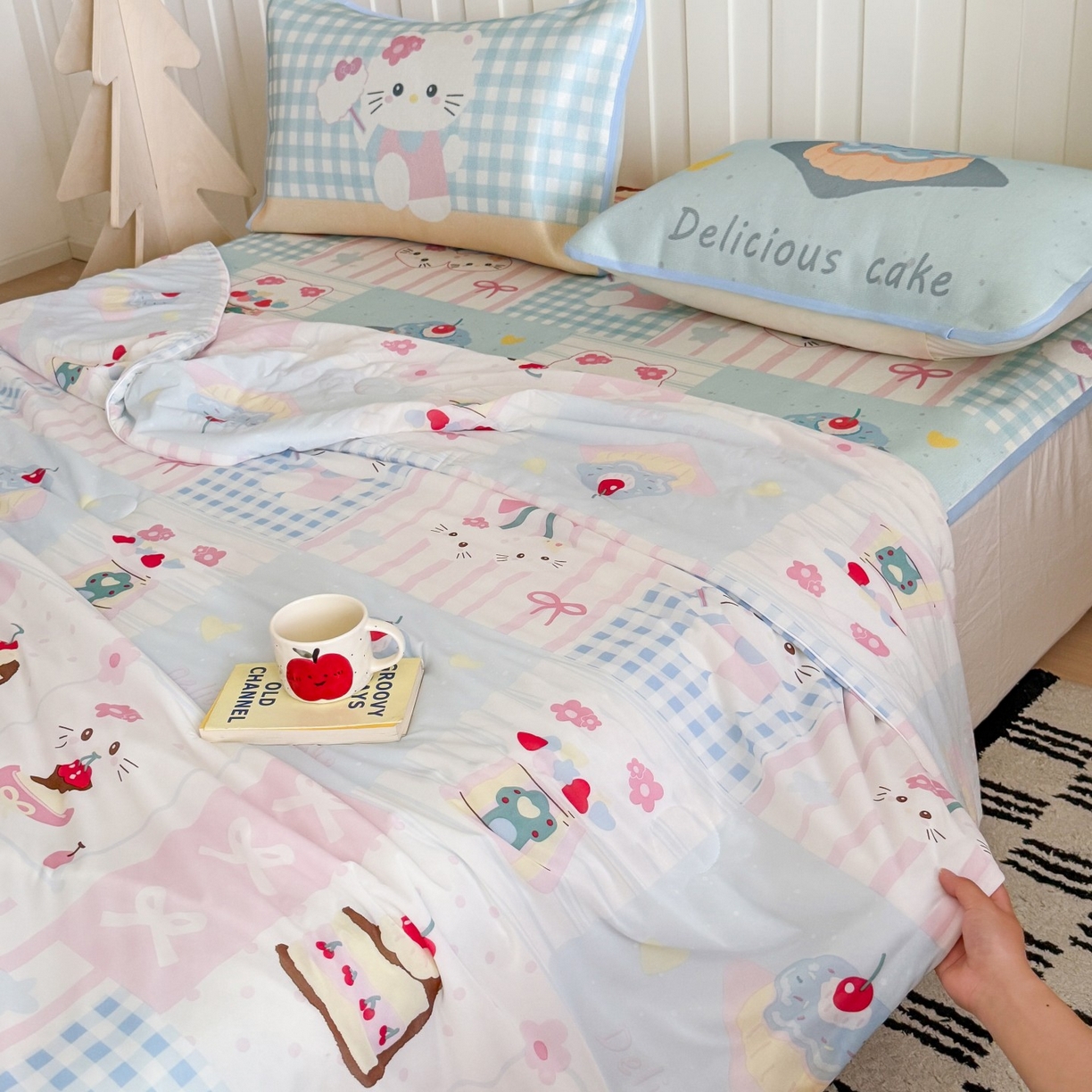 91家纺网 家纺一手货源 找家纺 顾里家纺 2026新款韩系少女凉感冰皮夏被夏凉被空调被-第二组 拼接猫咪