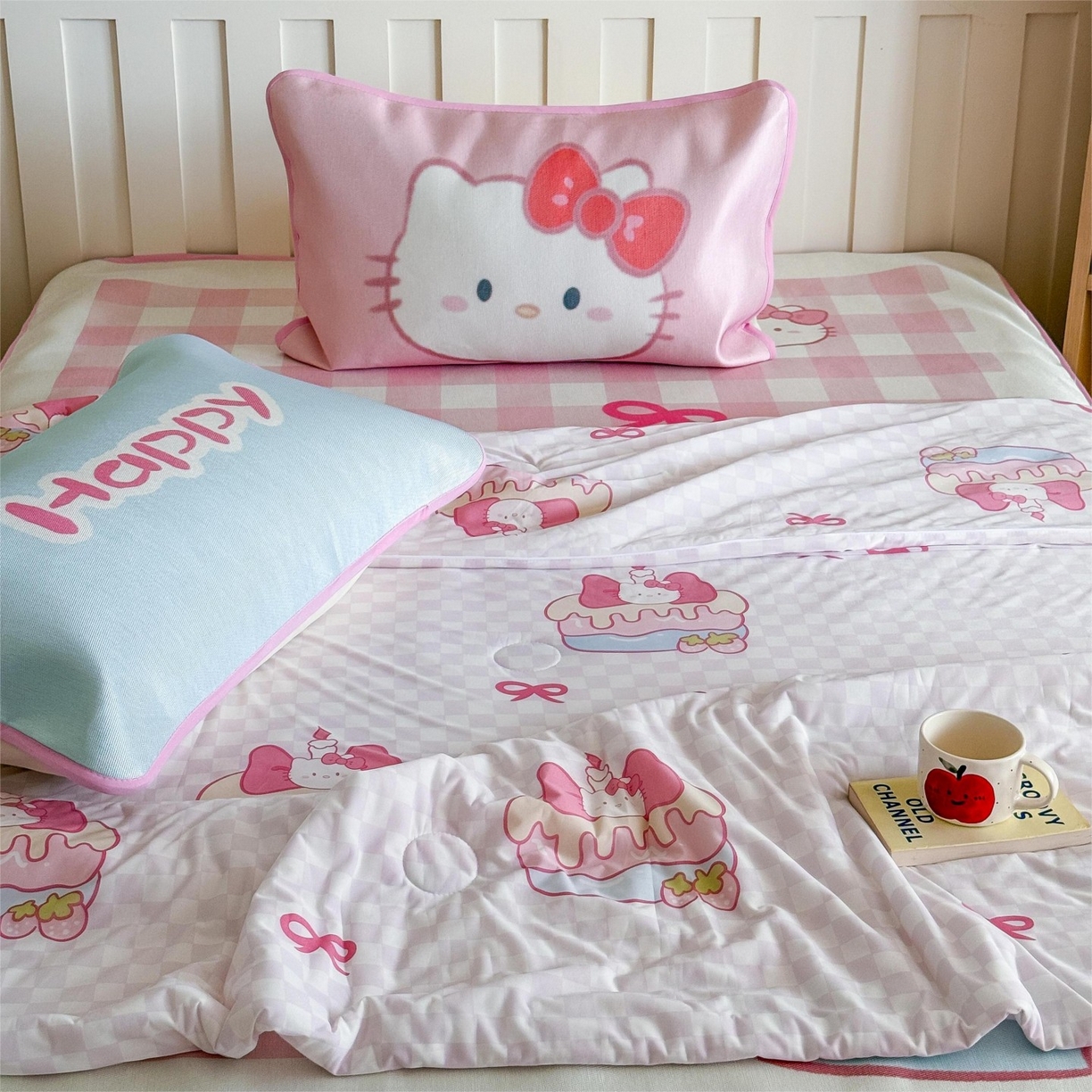 91家纺网 家纺一手货源 找家纺 顾里家纺 2026新款韩系少女凉感冰皮夏被夏凉被空调被-第二组 粉格花猫