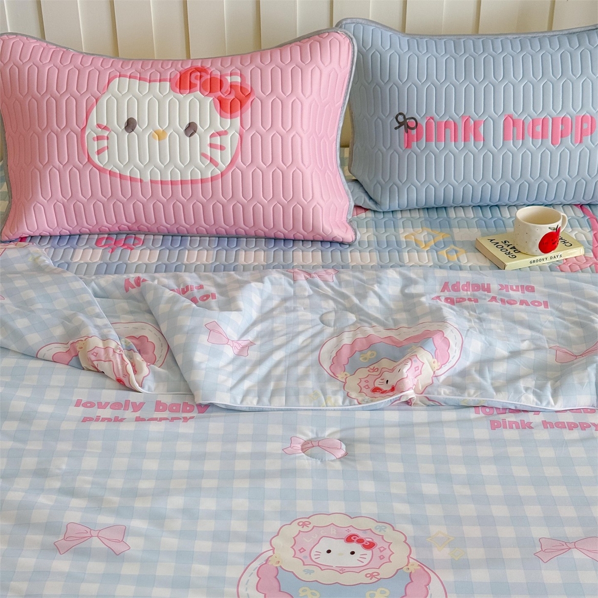 91家纺网 家纺一手货源 找家纺 顾里家纺 2026新款韩系少女凉感冰皮夏被夏凉被空调被-第二组 蛋糕花猫