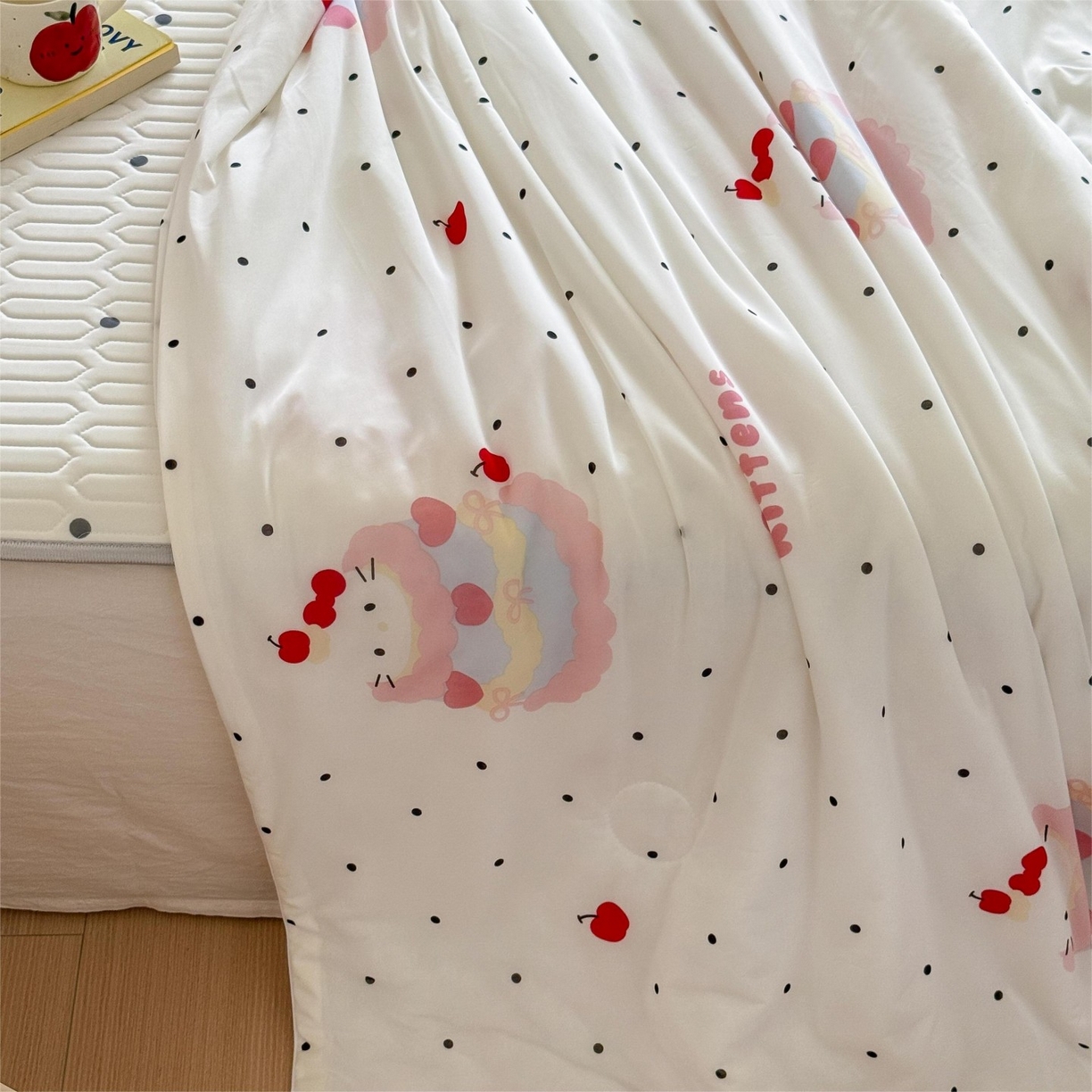 91家纺网 家纺一手货源 找家纺 顾里家纺 2026新款韩系少女凉感冰皮夏被夏凉被空调被-第二组 波点粉猫