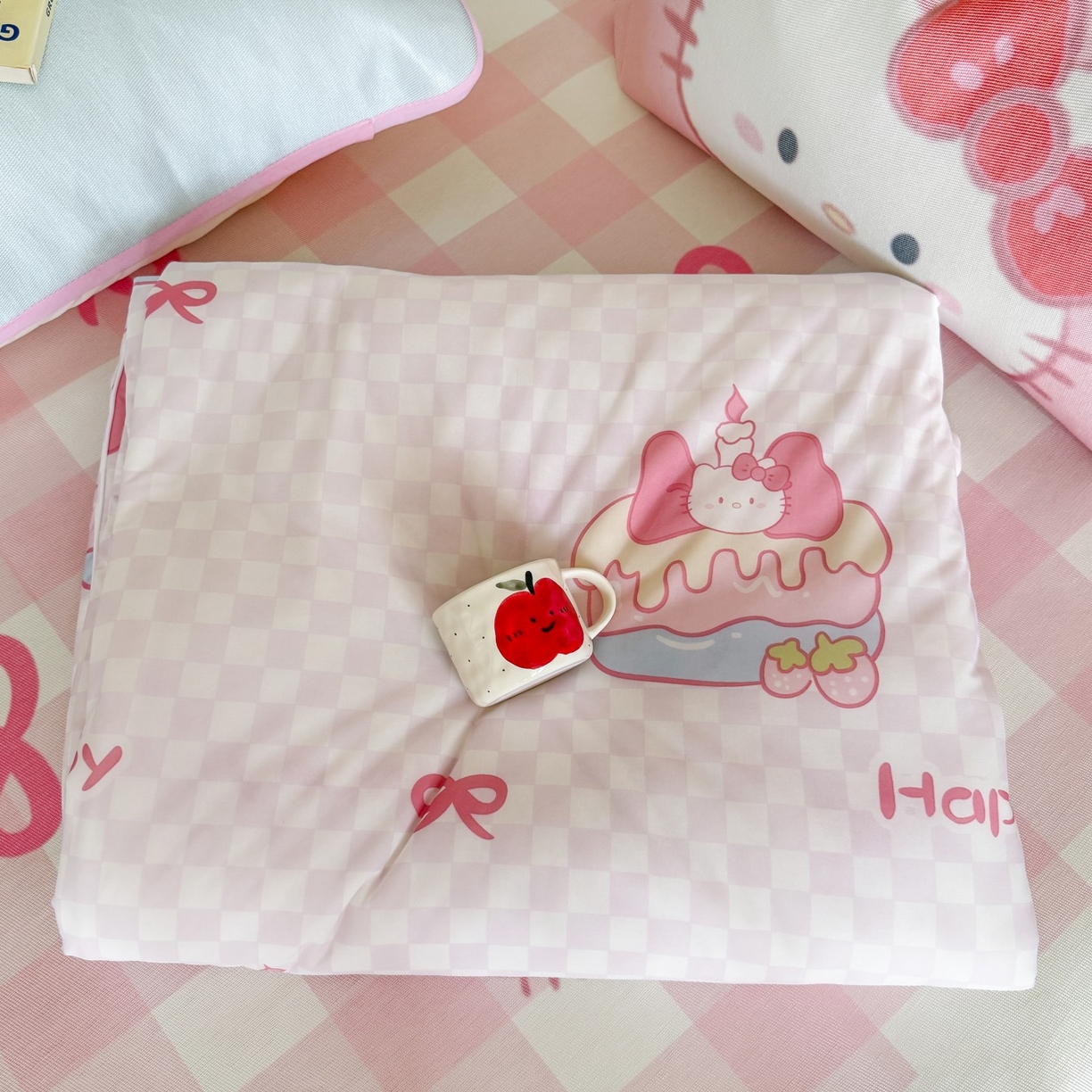 91家纺网 家纺一手货源 找家纺 顾里家纺 2026新款韩系少女凉感冰皮夏被夏凉被空调被-第二组 粉格花猫