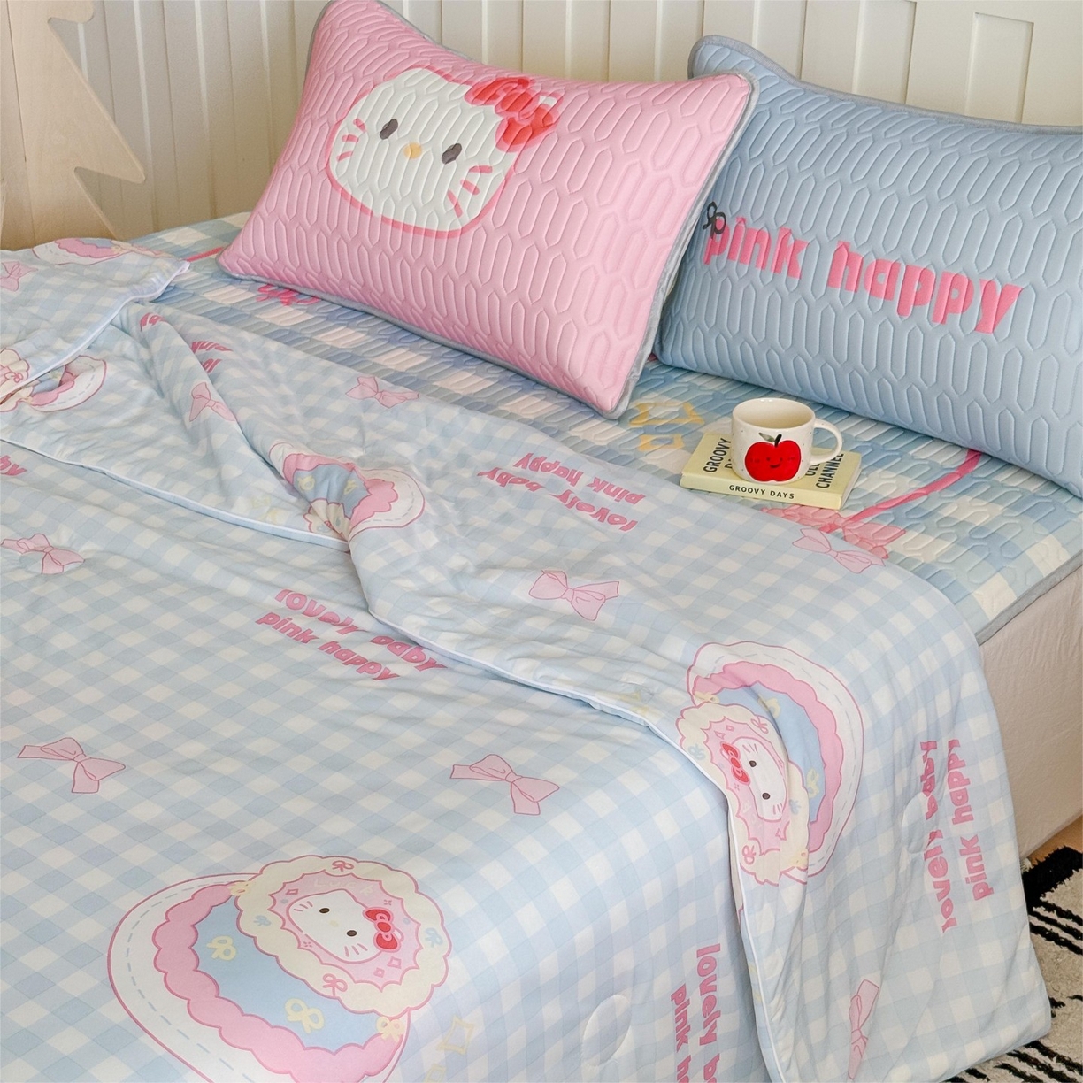 91家纺网 家纺一手货源 找家纺 顾里家纺 2026新款韩系少女凉感冰皮夏被夏凉被空调被-第二组 蛋糕花猫