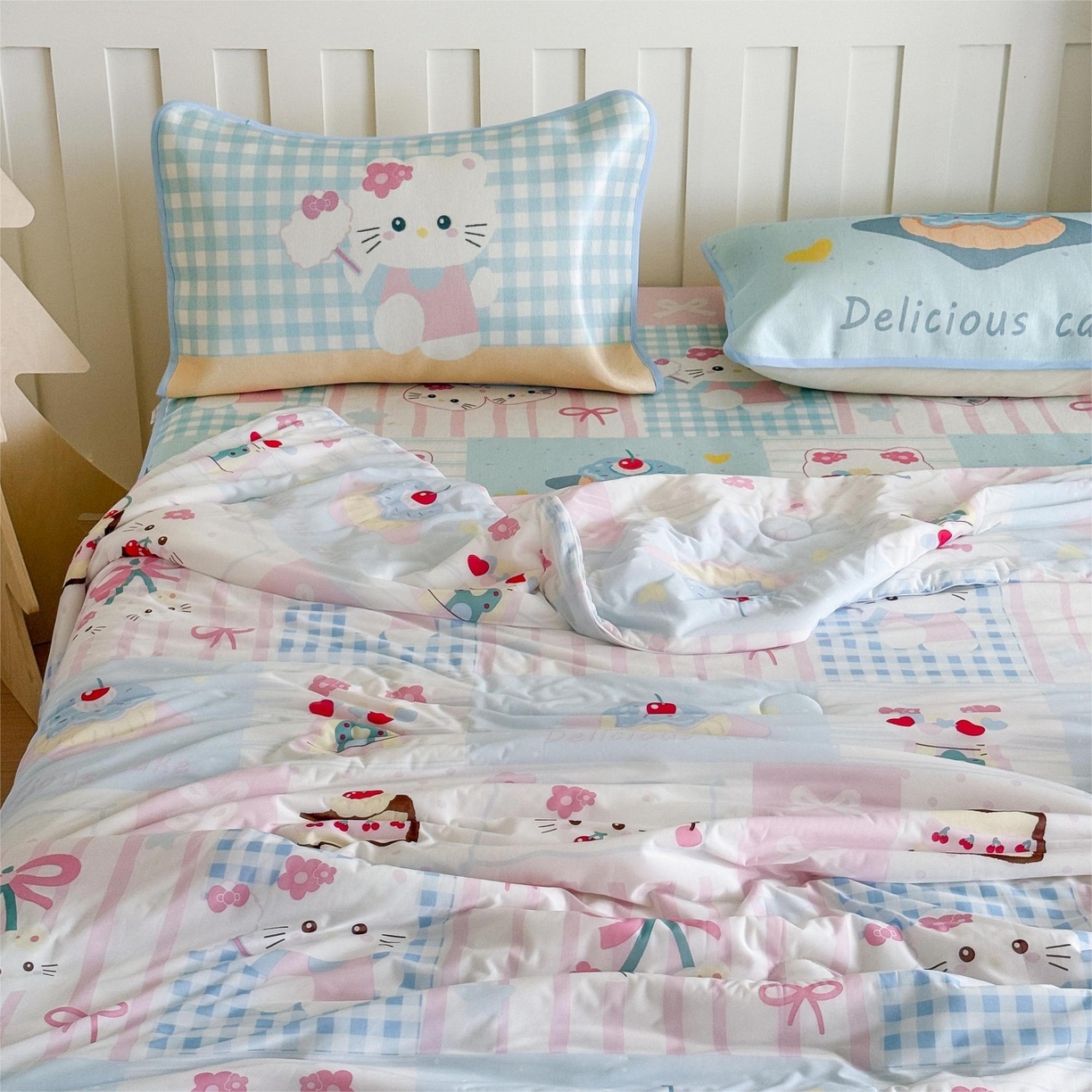 91家纺网 家纺一手货源 找家纺 顾里家纺 2026新款韩系少女凉感冰皮夏被夏凉被空调被-第二组 拼接猫咪