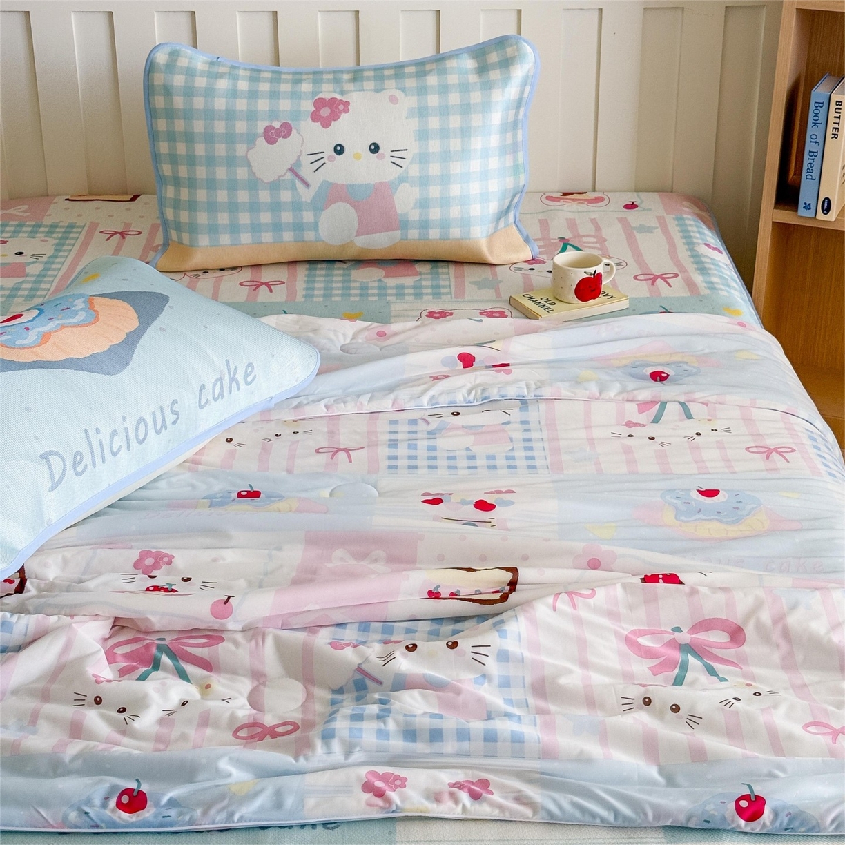 91家纺网 家纺一手货源 找家纺 顾里家纺 2026新款韩系少女凉感冰皮夏被夏凉被空调被-第二组 拼接猫咪