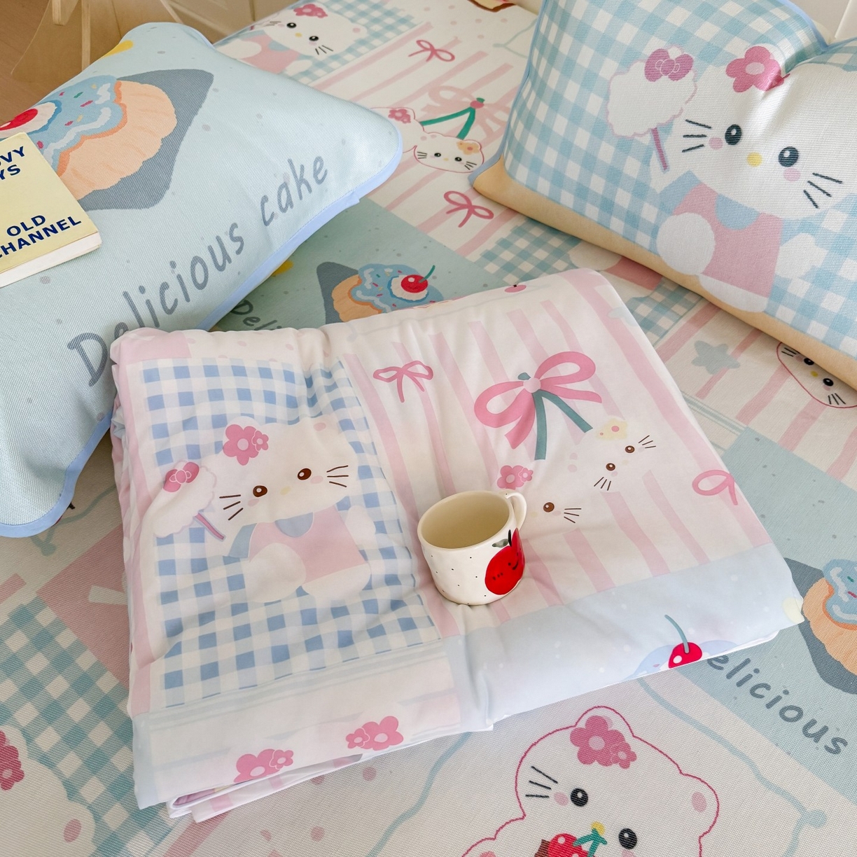 91家纺网 家纺一手货源 找家纺 顾里家纺 2026新款韩系少女凉感冰皮夏被夏凉被空调被-第二组 拼接猫咪