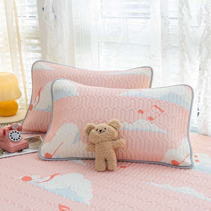 91家纺网 家纺一手货源 找家纺 优雅星家纺 2026新款凉感丝印花乳胶凉席 云动音符