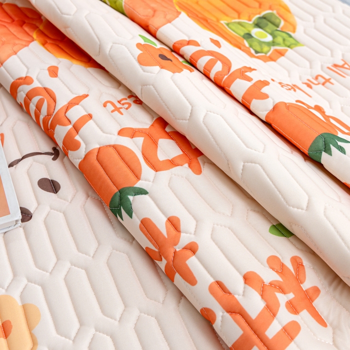 91家纺网 家纺一手货源 找家纺 优雅星家纺 2026新款凉感丝印花乳胶凉席 柿柿如意