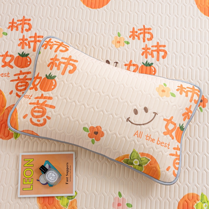 91家纺网 家纺一手货源 找家纺 优雅星家纺 2026新款凉感丝印花乳胶凉席 柿柿如意