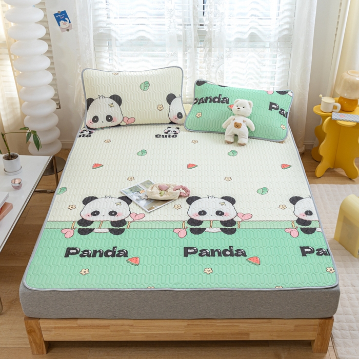 优雅星家纺 2026新款凉感丝印花乳胶凉席 熊猫贝贝