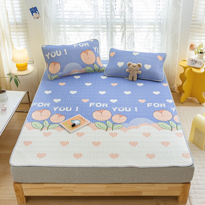 优雅星家纺 2026新款凉感丝印花乳胶凉席 郁金香