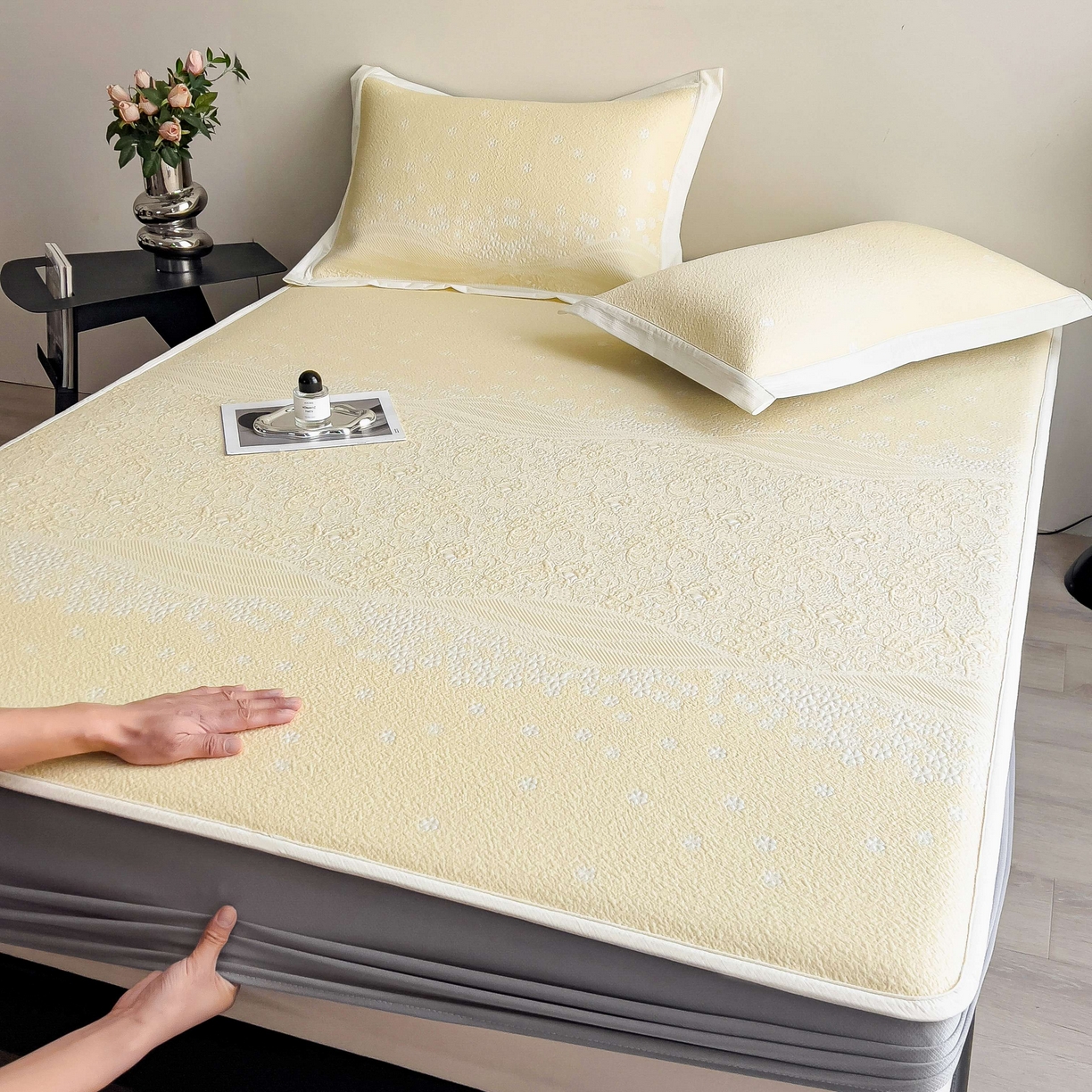 91家纺网 家纺一手货源 找家纺 （总）孩子王家纺 2026春夏新款PE乙纶学生宿舍高克重凉感值过0.21冰豆豆席凉感席子凉席席子