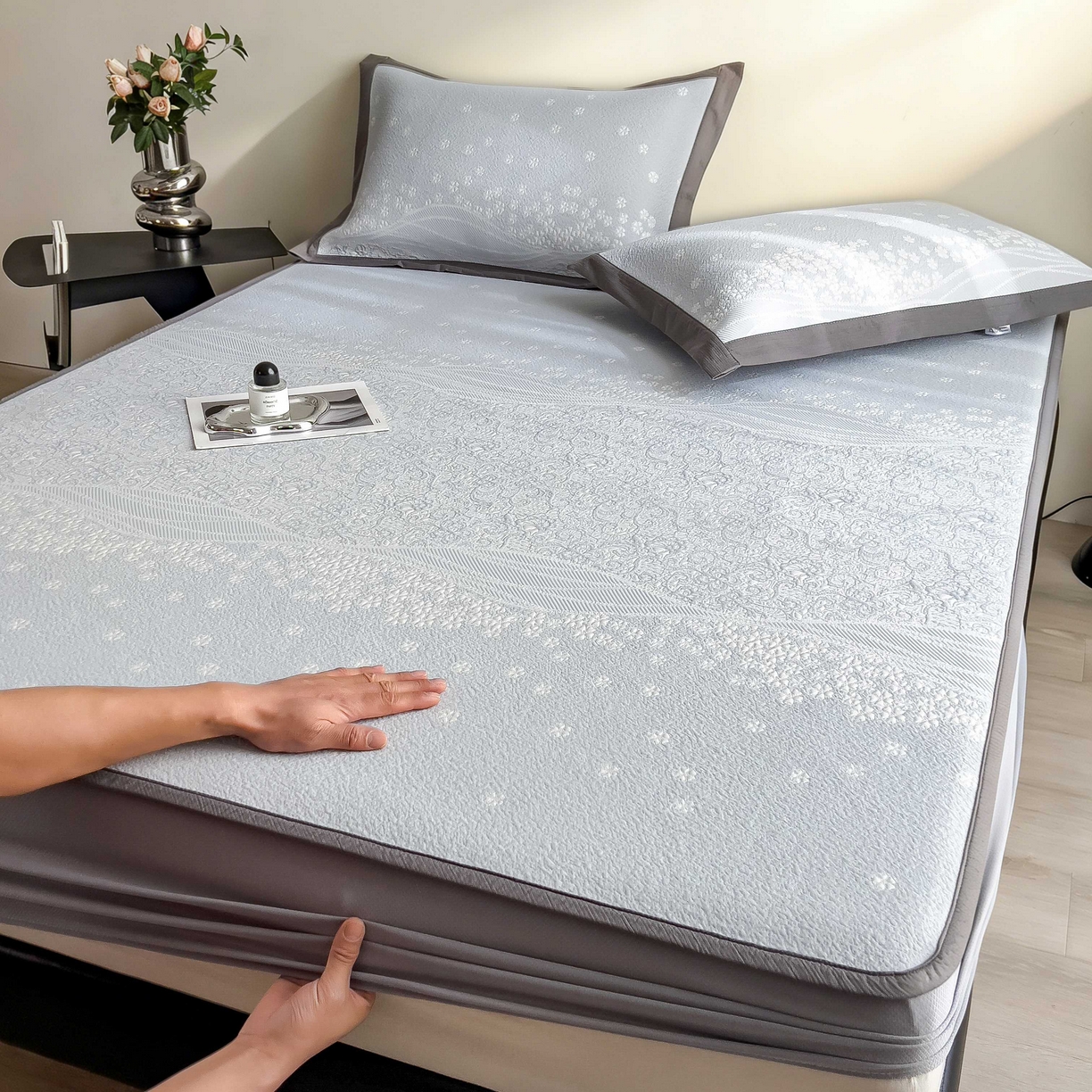 91家纺网 家纺一手货源 找家纺 （总）孩子王家纺 2026春夏新款PE乙纶学生宿舍高克重凉感值过0.21冰豆豆席凉感席子凉席席子