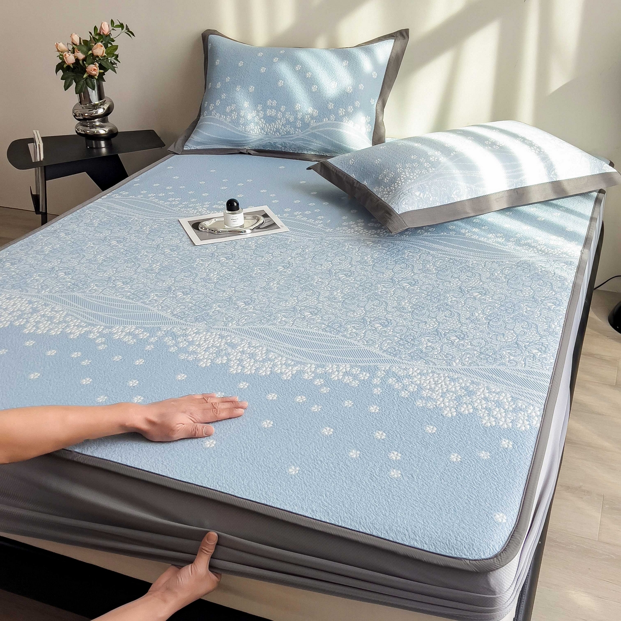 91家纺网 家纺一手货源 找家纺 （总）孩子王家纺 2026春夏新款PE乙纶学生宿舍高克重凉感值过0.21冰豆豆席凉感席子凉席席子