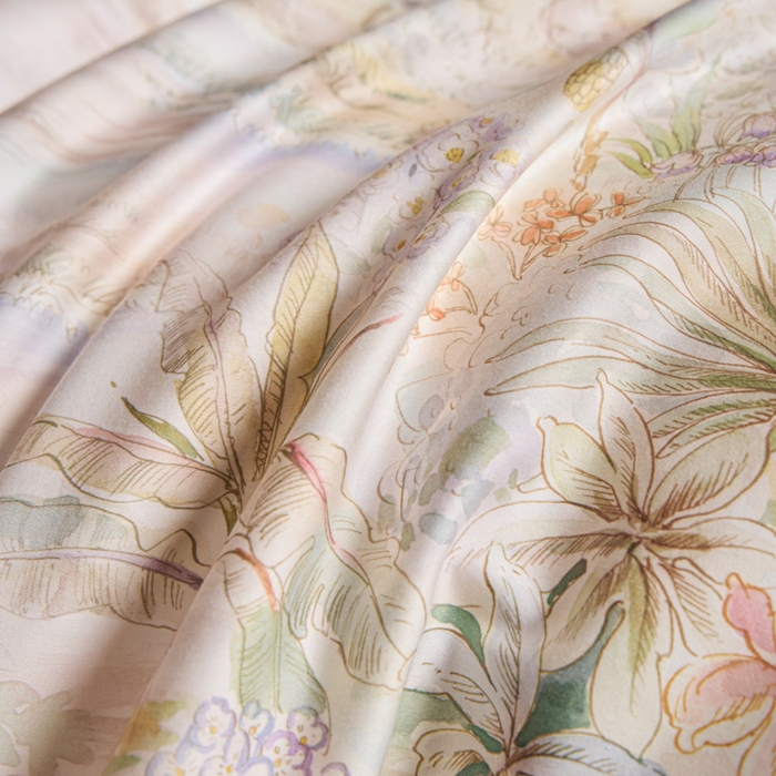 91家纺网 家纺一手货源 找家纺 U品汇 2026新品纯棉全棉平网大版数码印花四件套高端60支长绒棉贡缎埋绳宽边系列 浅芜（粉）