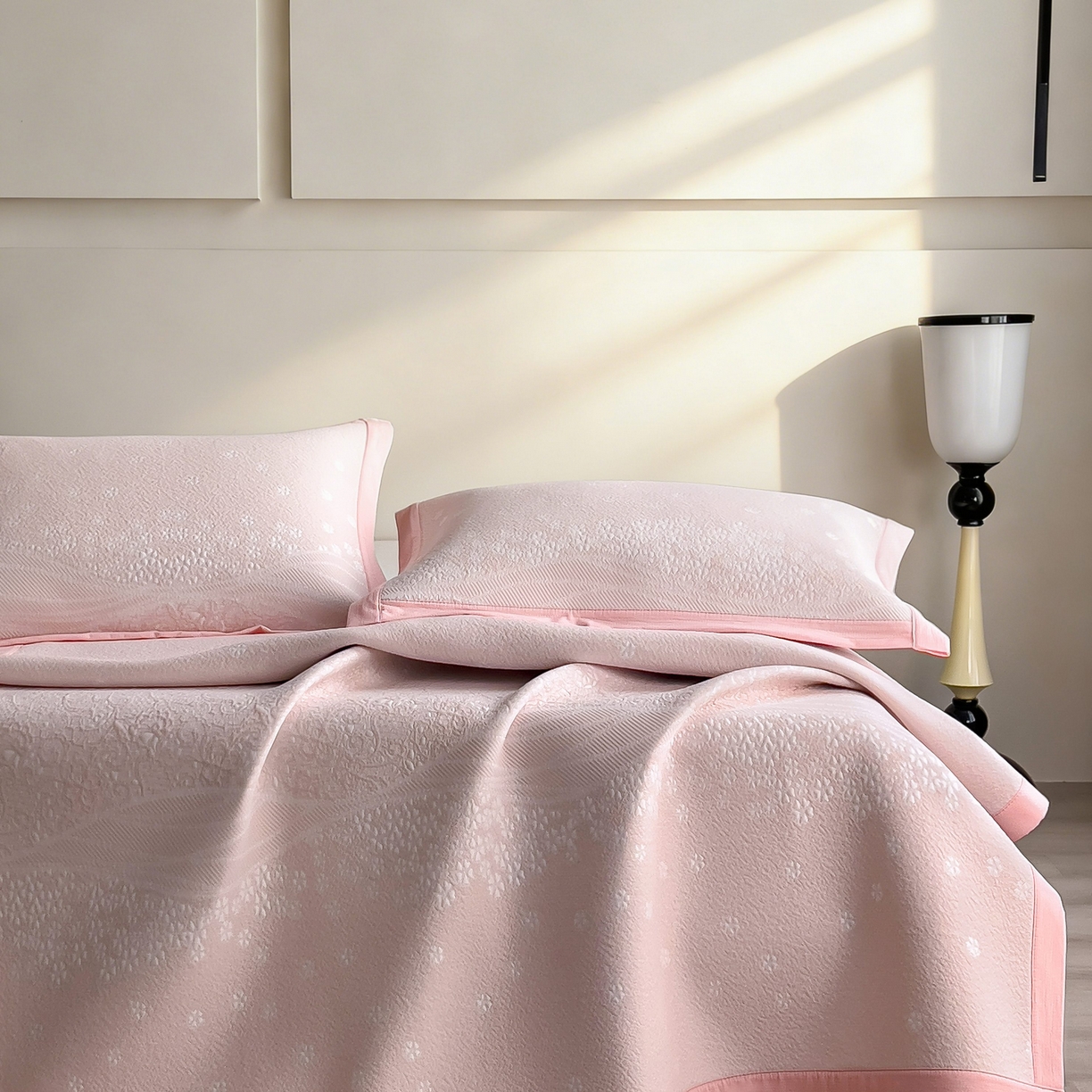 91家纺网 家纺一手货源 找家纺 孩子王家纺 2026春夏新款PE乙纶学生宿舍高克重凉感值过0.21冰豆豆席凉感席子凉席席子 花园蜜裸粉 床单款