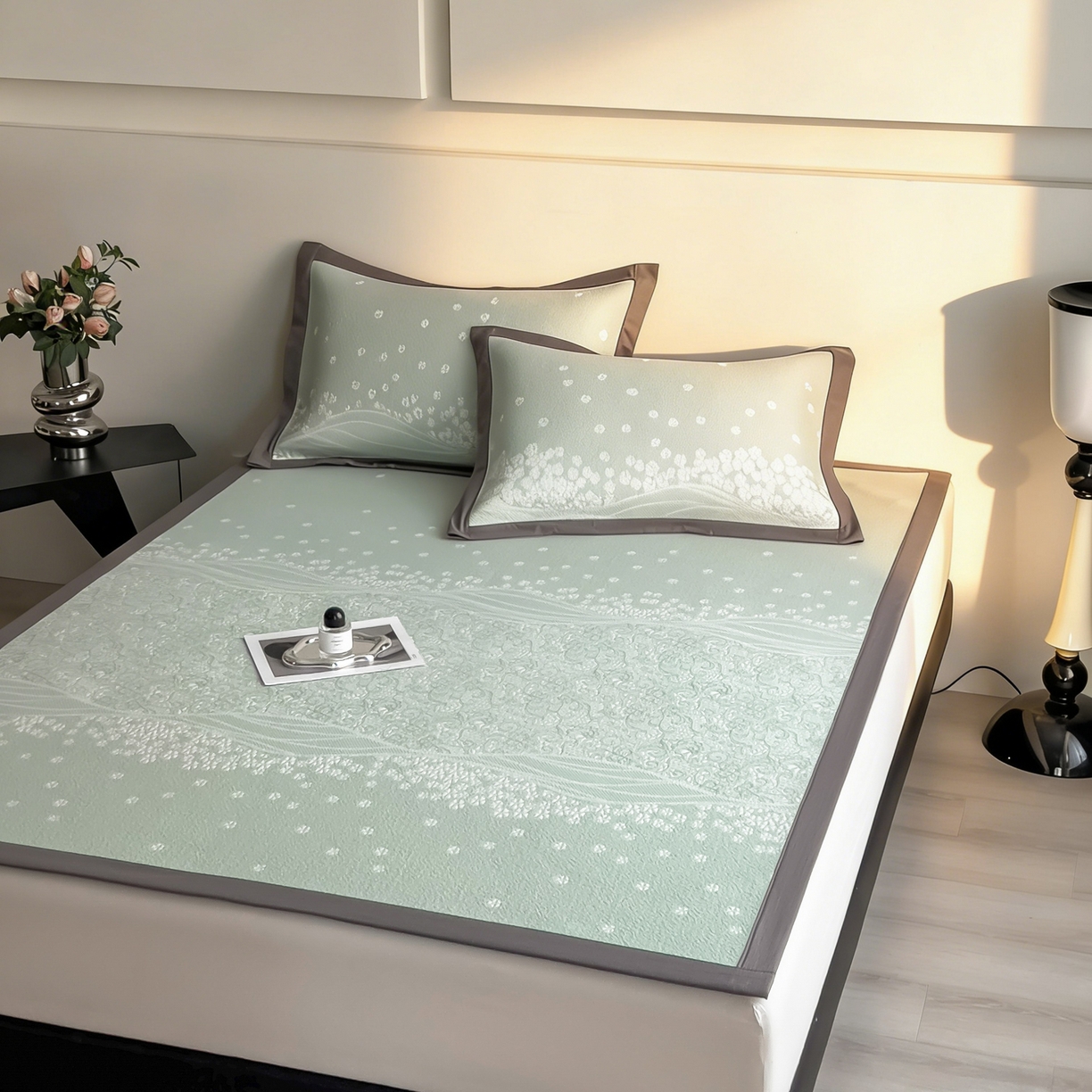 91家纺网 家纺一手货源 找家纺 孩子王家纺 2026春夏新款PE乙纶学生宿舍高克重凉感值过0.21冰豆豆席凉感席子凉席席子 花园青草绿 床单款