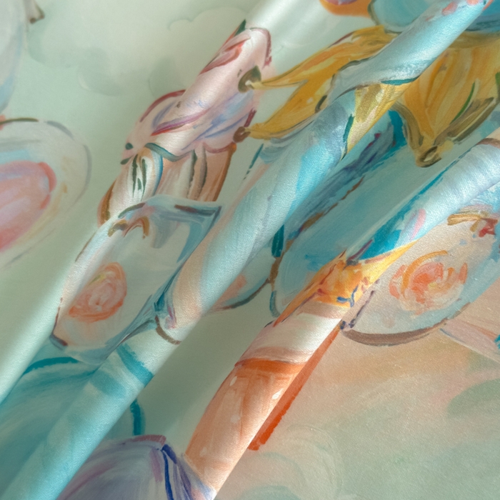 91家纺网 家纺一手货源 找家纺 U品汇 2026新品纯棉全棉平网大版数码印花四件套高端60支长绒棉贡缎埋绳宽边系列 甜趣乐园（绿）