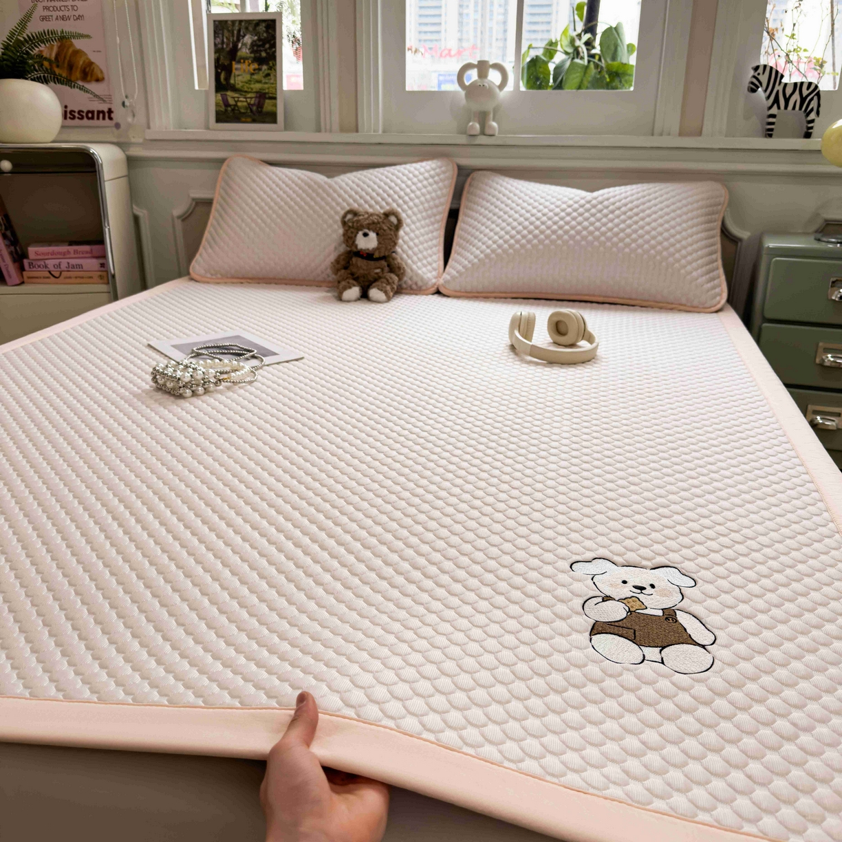 孩子王家纺 2026春夏新款冰豆豆凉席凉感值过0.21冰丝床单单件冰丝席家用空调软席凉席席子 芭蕾粉-床铺款