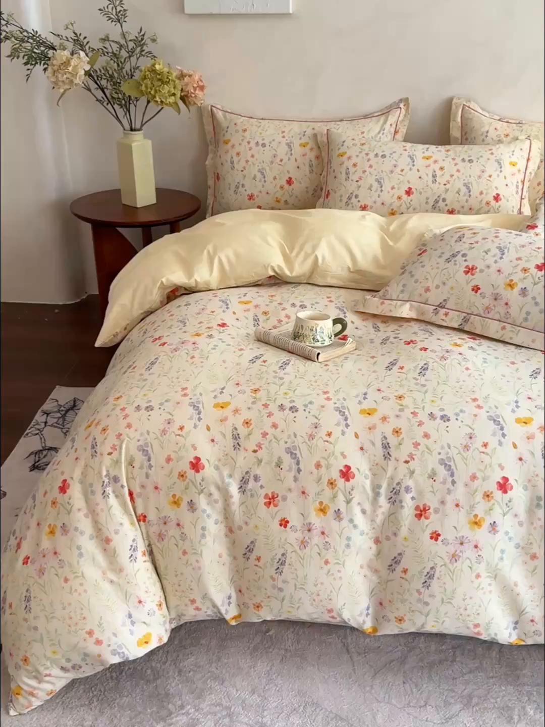 91家纺网 家纺一手货源 找家纺 （总）U品汇 2026新款全棉纯棉麻数码印花四件套亚麻复古夏季床上用品（70%棉30%亚麻）