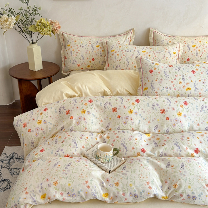 91家纺网 家纺一手货源 找家纺 （总）U品汇 2026新款全棉纯棉麻数码印花四件套亚麻复古夏季床上用品（70%棉30%亚麻）