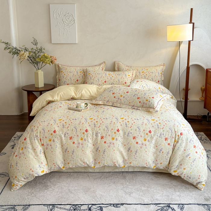 91家纺网 家纺一手货源 找家纺 （总）U品汇 2026新款全棉纯棉麻数码印花四件套亚麻复古夏季床上用品（70%棉30%亚麻）