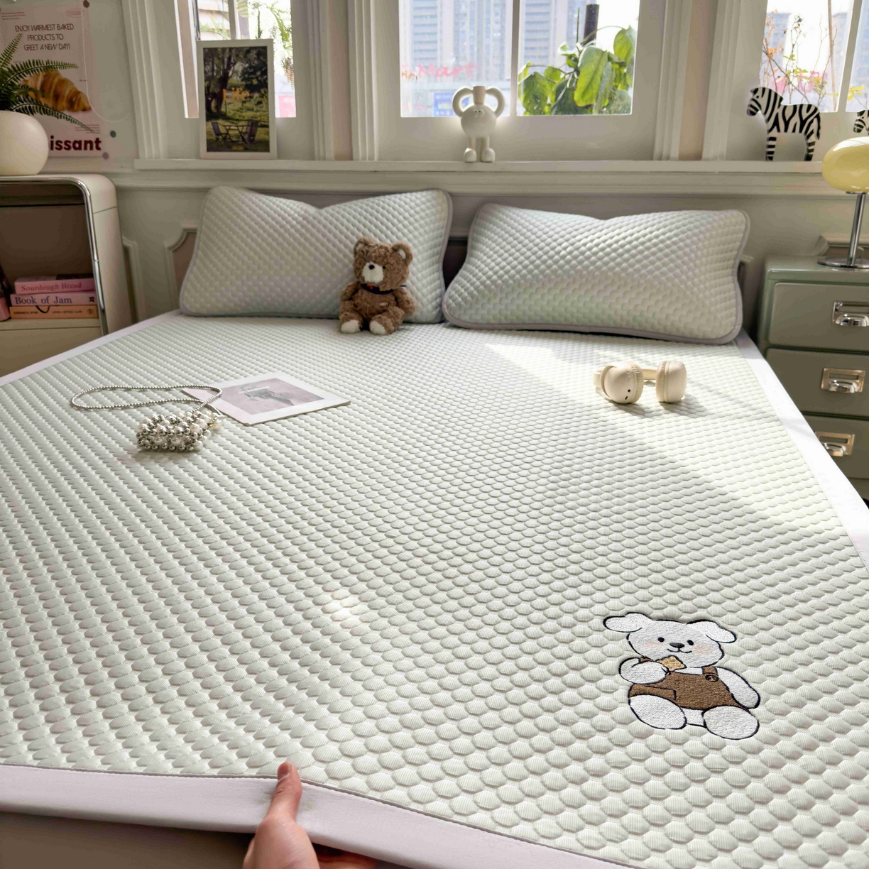 孩子王家纺 2026春夏新款冰豆豆凉席凉感值过0.21冰丝床单单件冰丝席家用空调软席凉席席子 果绿-床铺款