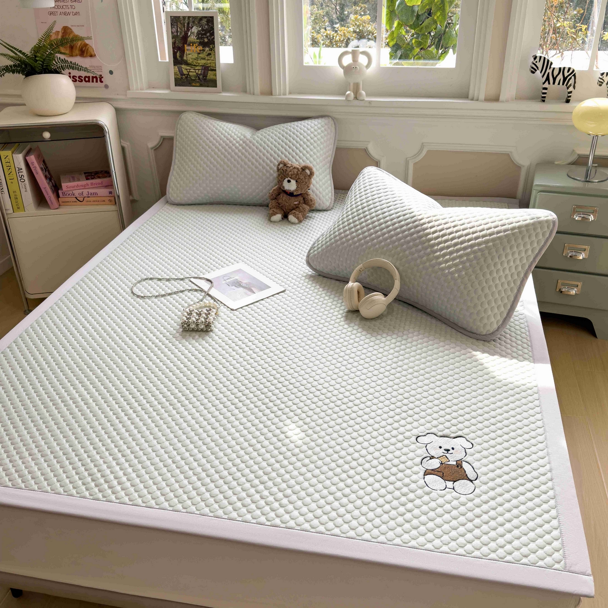 91家纺网 家纺一手货源 找家纺 孩子王家纺 2026春夏新款冰豆豆凉席凉感值过0.21冰丝床单单件冰丝席家用空调软席凉席席子 果绿-床铺款