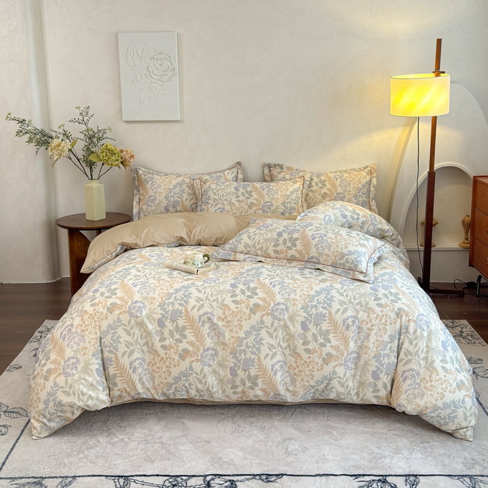 91家纺网 家纺一手货源 找家纺 （总）U品汇 2026新款全棉纯棉麻数码印花四件套亚麻复古夏季床上用品（70%棉30%亚麻）