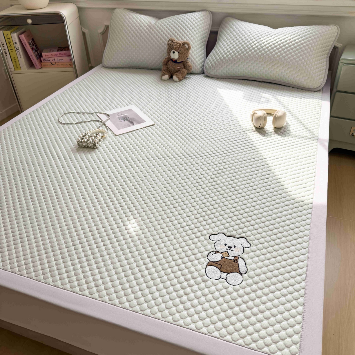 91家纺网 家纺一手货源 找家纺 孩子王家纺 2026春夏新款冰豆豆凉席凉感值过0.21冰丝床单单件冰丝席家用空调软席凉席席子 果绿-床铺款