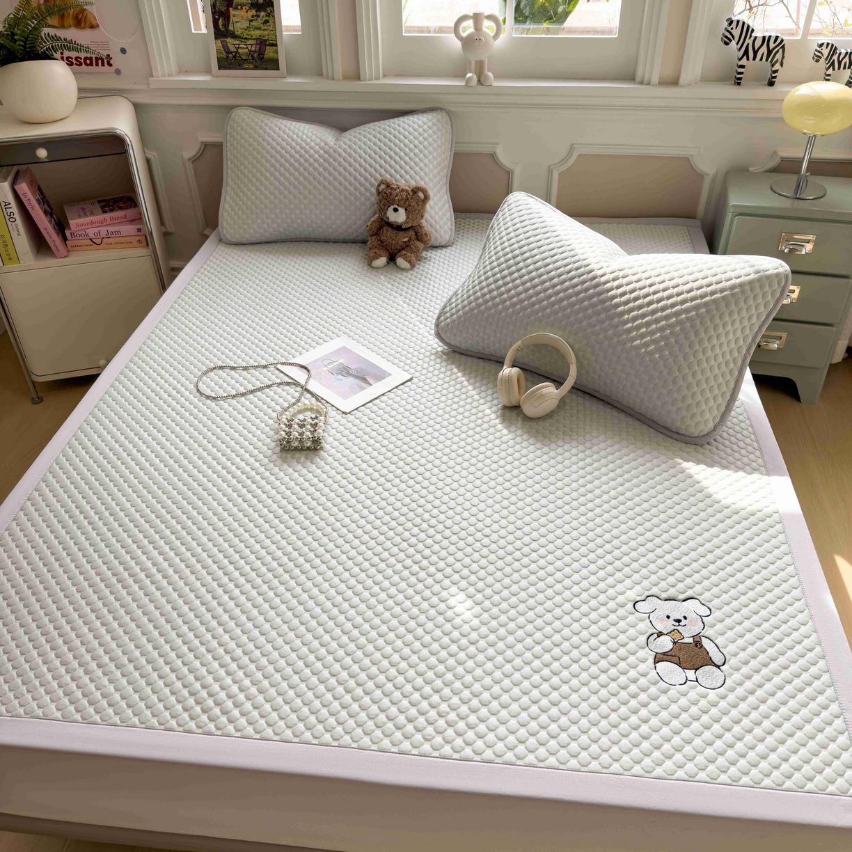 91家纺网 家纺一手货源 找家纺 孩子王家纺 2026春夏新款冰豆豆凉席凉感值过0.21冰丝床单单件冰丝席家用空调软席凉席席子 果绿-床铺款