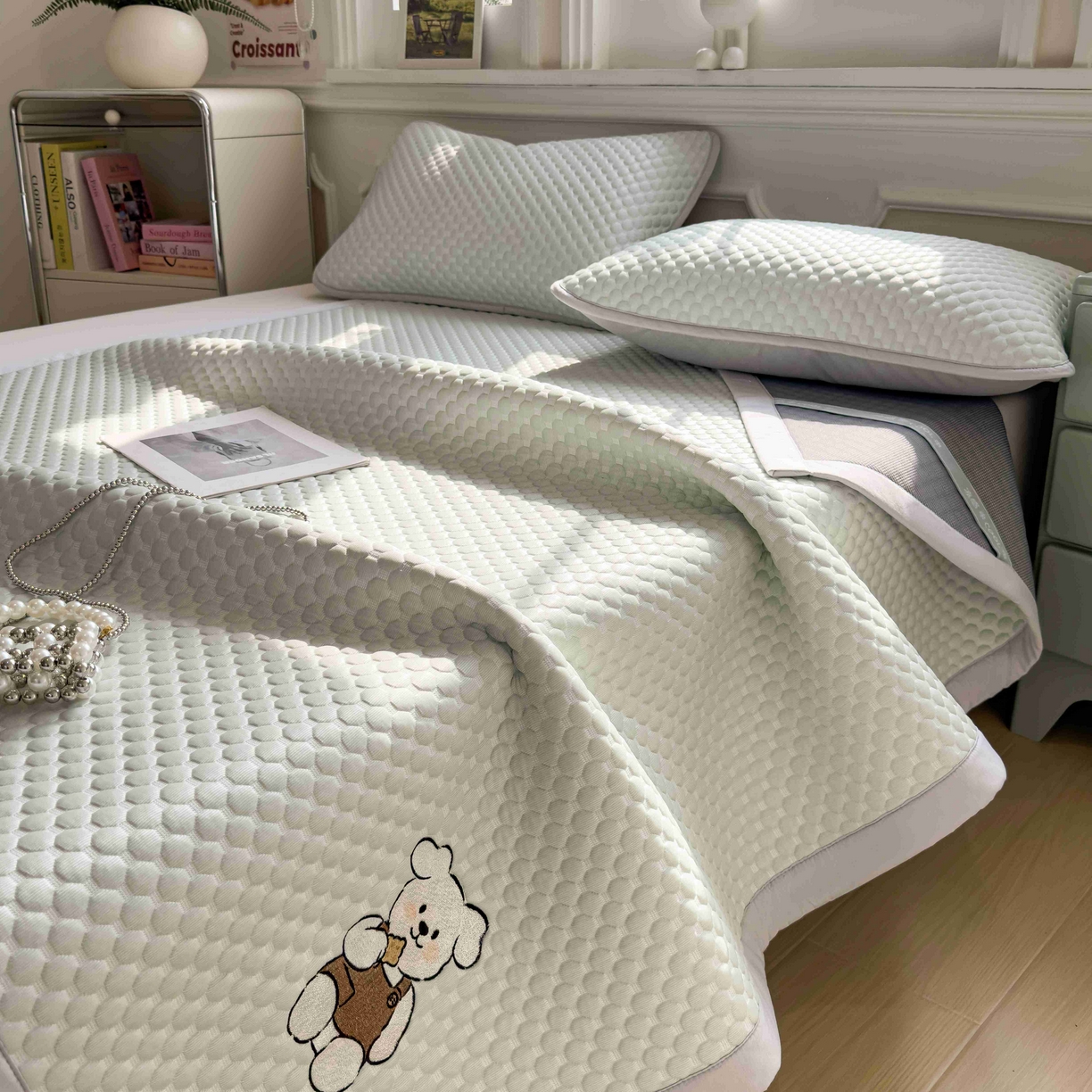 91家纺网 家纺一手货源 找家纺 孩子王家纺 2026春夏新款冰豆豆凉席凉感值过0.21冰丝床单单件冰丝席家用空调软席凉席席子 果绿-床铺款