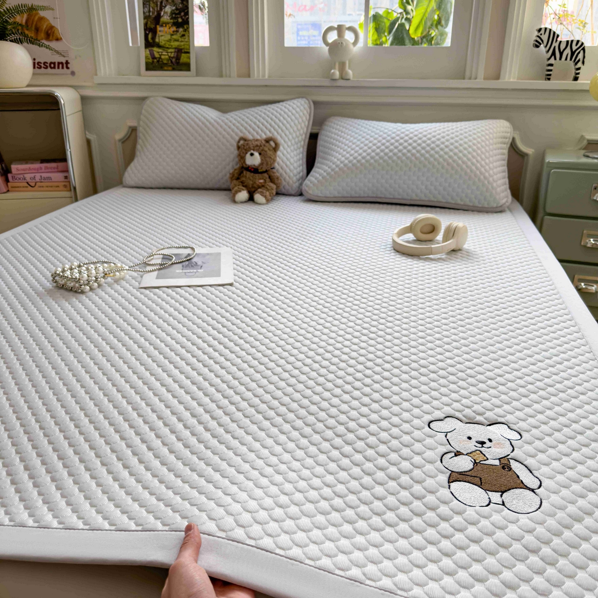 孩子王家纺 2026春夏新款冰豆豆凉席凉感值过0.21冰丝床单单件冰丝席家用空调软席凉席席子 薇薇蓝-床铺款