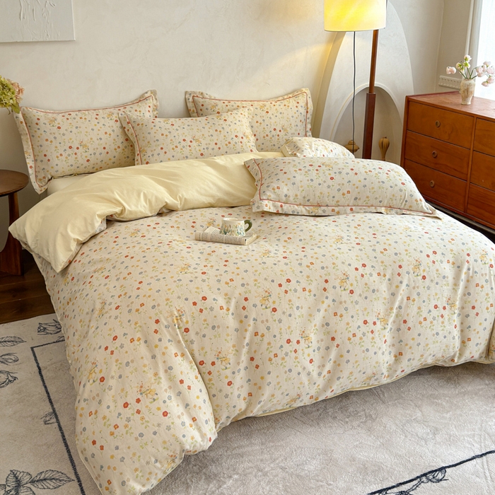 91家纺网 家纺一手货源 找家纺 U品汇 2026新款全棉纯棉麻数码印花四件套亚麻复古夏季床上用品（70%棉30%亚麻） 采花小兔