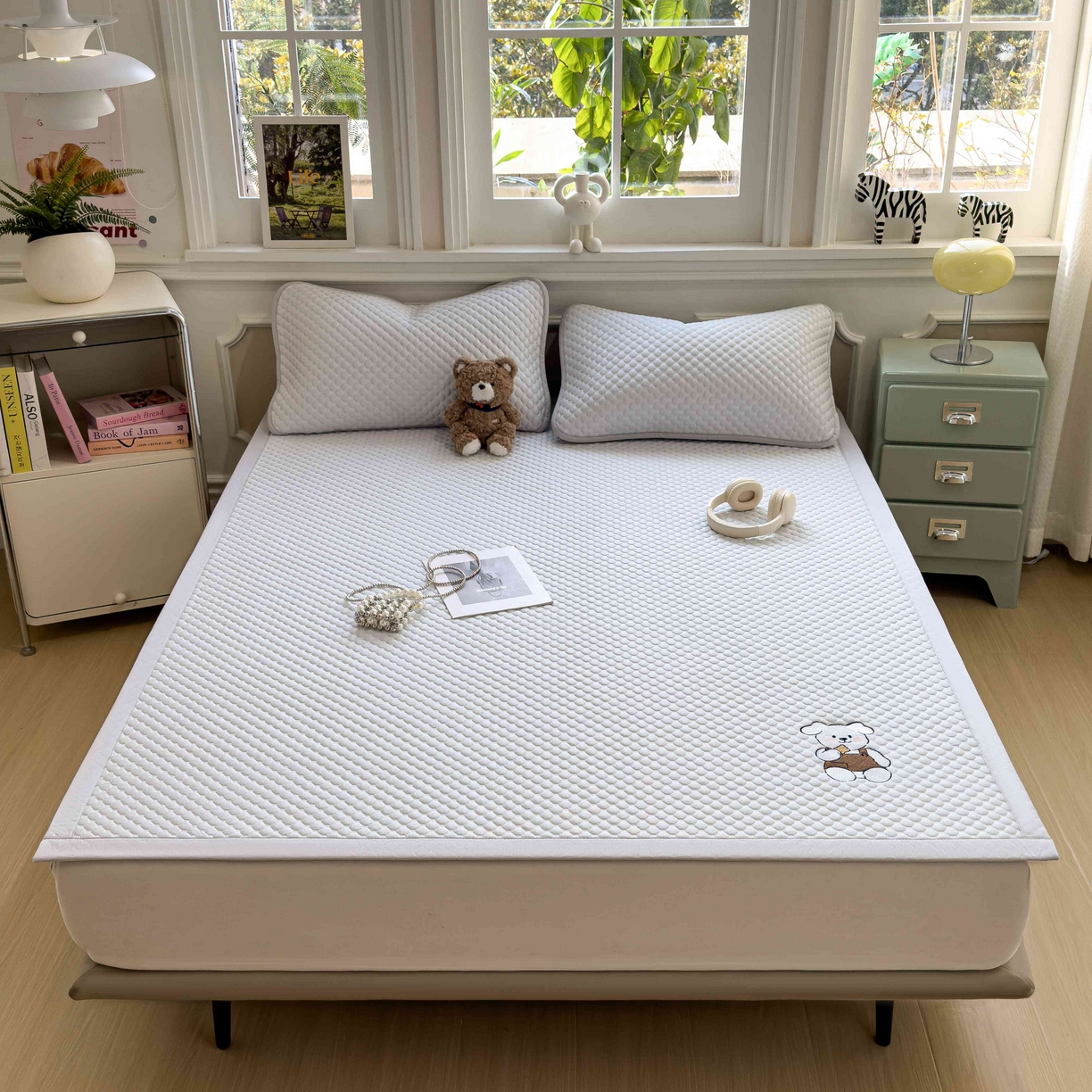 91家纺网 家纺一手货源 找家纺 孩子王家纺 2026春夏新款冰豆豆凉席凉感值过0.21冰丝床单单件冰丝席家用空调软席凉席席子 薇薇蓝-床铺款