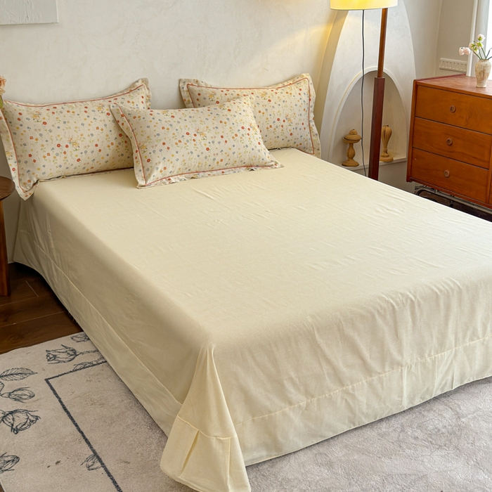 91家纺网 家纺一手货源 找家纺 U品汇 2026新款全棉纯棉麻数码印花四件套亚麻复古夏季床上用品（70%棉30%亚麻） 采花小兔