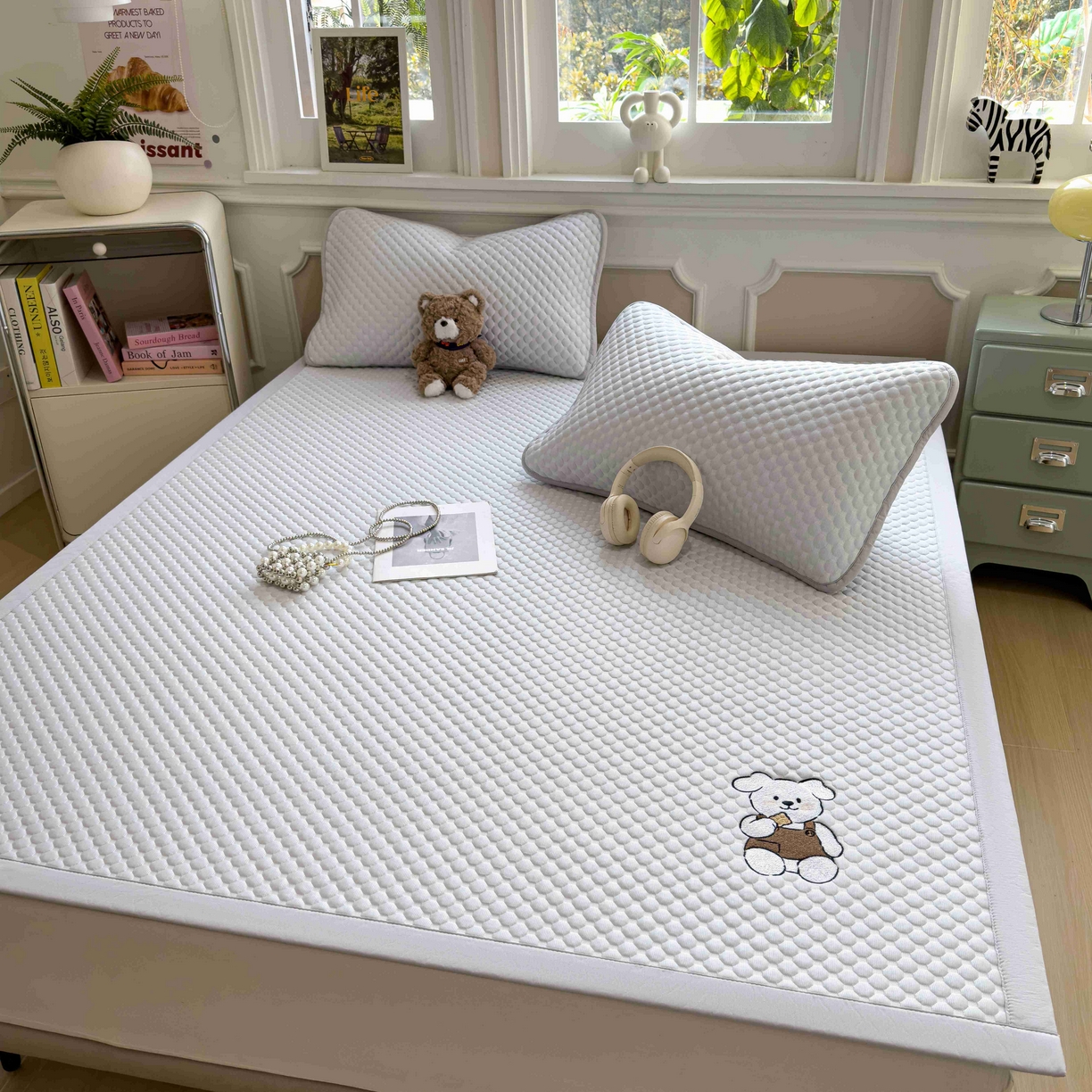 91家纺网 家纺一手货源 找家纺 孩子王家纺 2026春夏新款冰豆豆凉席凉感值过0.21冰丝床单单件冰丝席家用空调软席凉席席子 薇薇蓝-床铺款