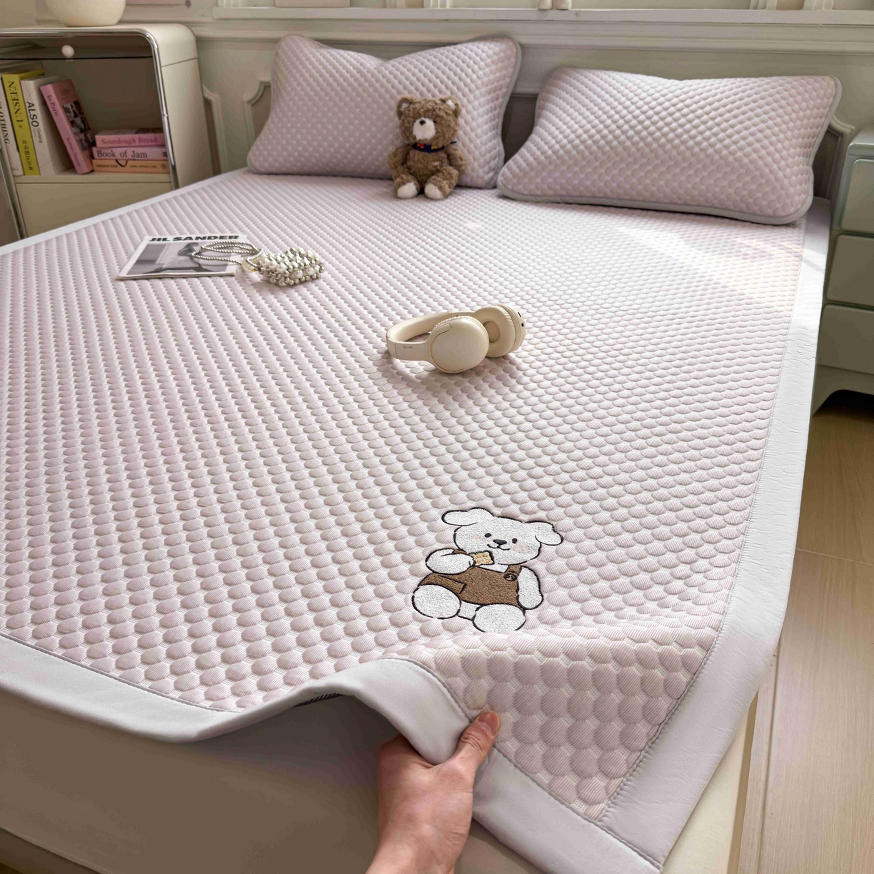 91家纺网 家纺一手货源 找家纺 孩子王家纺 2026春夏新款冰豆豆凉席凉感值过0.21冰丝床单单件冰丝席家用空调软席凉席席子 香芋紫-床铺款