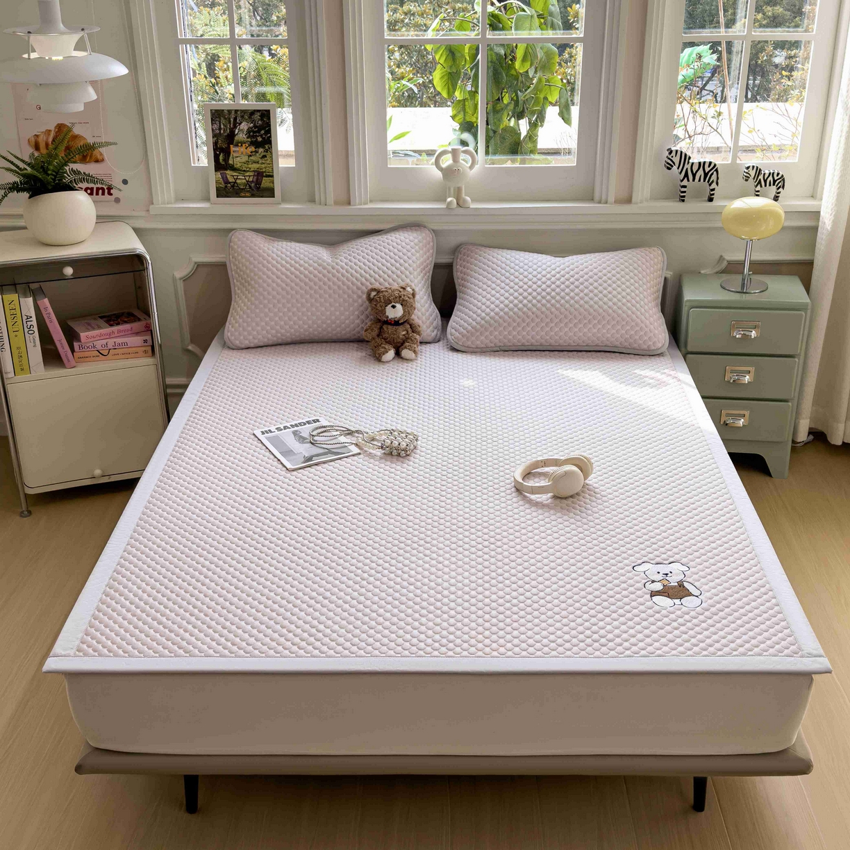 91家纺网 家纺一手货源 找家纺 孩子王家纺 2026春夏新款冰豆豆凉席凉感值过0.21冰丝床单单件冰丝席家用空调软席凉席席子 香芋紫-床铺款