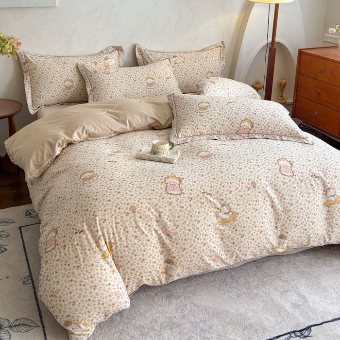 91家纺网 家纺一手货源 找家纺 U品汇 2026新款全棉纯棉麻数码印花四件套亚麻复古夏季床上用品（70%棉30%亚麻） 哈尼狗